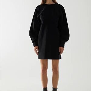 ORGANIC COTTON DRESS WITH VOLUMINOUS SLEEVES Black Dress